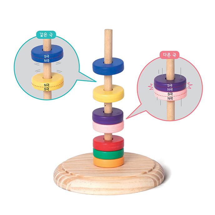 고리자석 탑쌓기(나무)6색1조 교과실험교재 11,800원