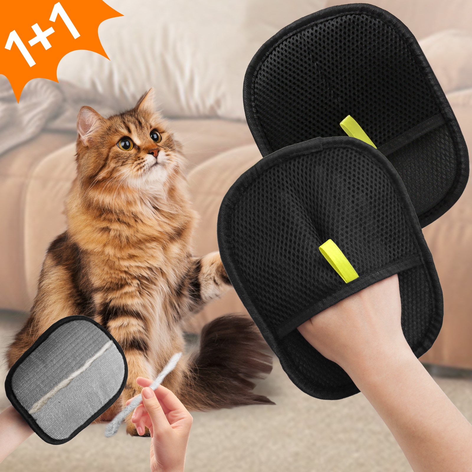 AURRA 2개 반려동물 털제거 장갑 고양이 강아지 털제거 브러쉬 장갑 정전기 제거 의류 카페트 청소 글러브, 검정, 2개 5,390원