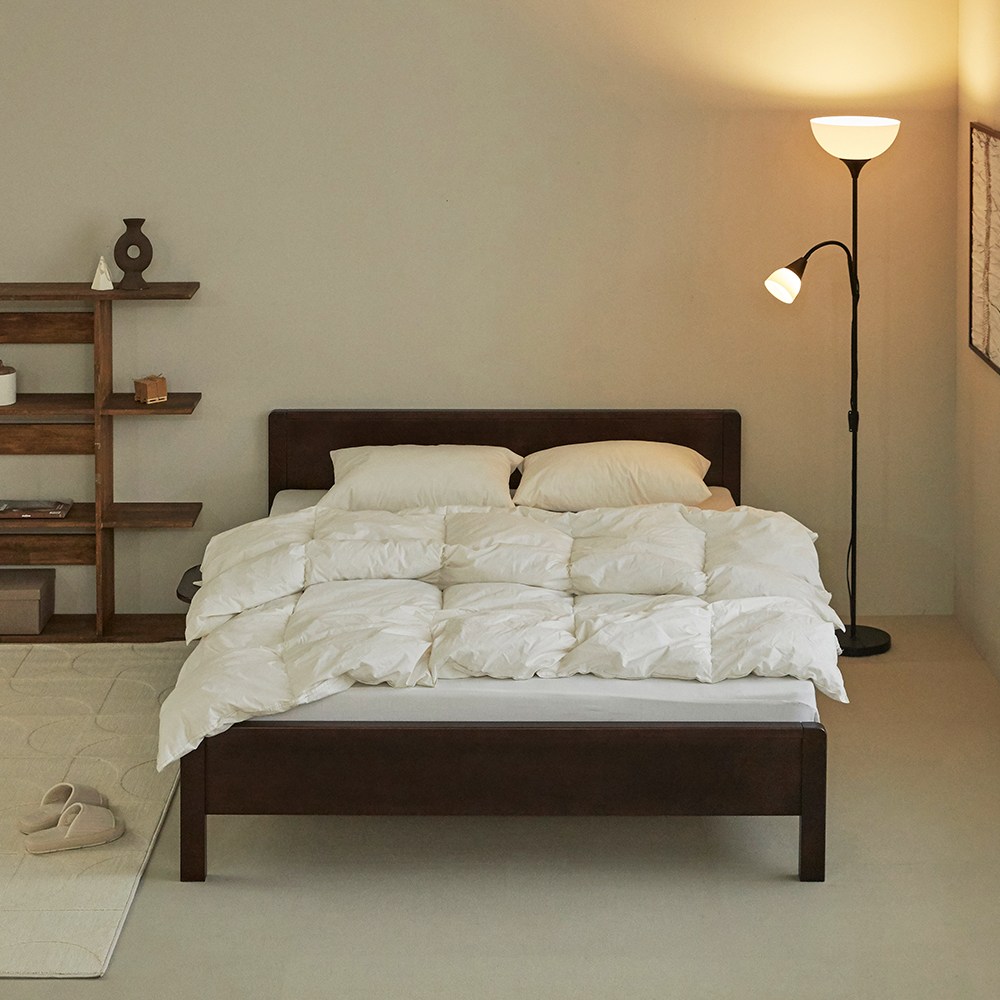 퍼니코 로그 SE0등급 고무나무 원목 침대 프레임 SS/Q (프레임만), 브라운 월넛 219,000원