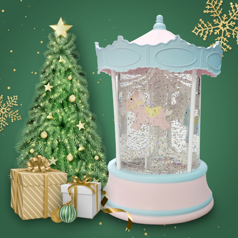 LED 오르골 크리스마스 무드등 스노우볼 워터볼 랜턴 선물 집들이선물 엔틱오르골 장식 조명 수면등 - 쁘띠회전목마 64,000원