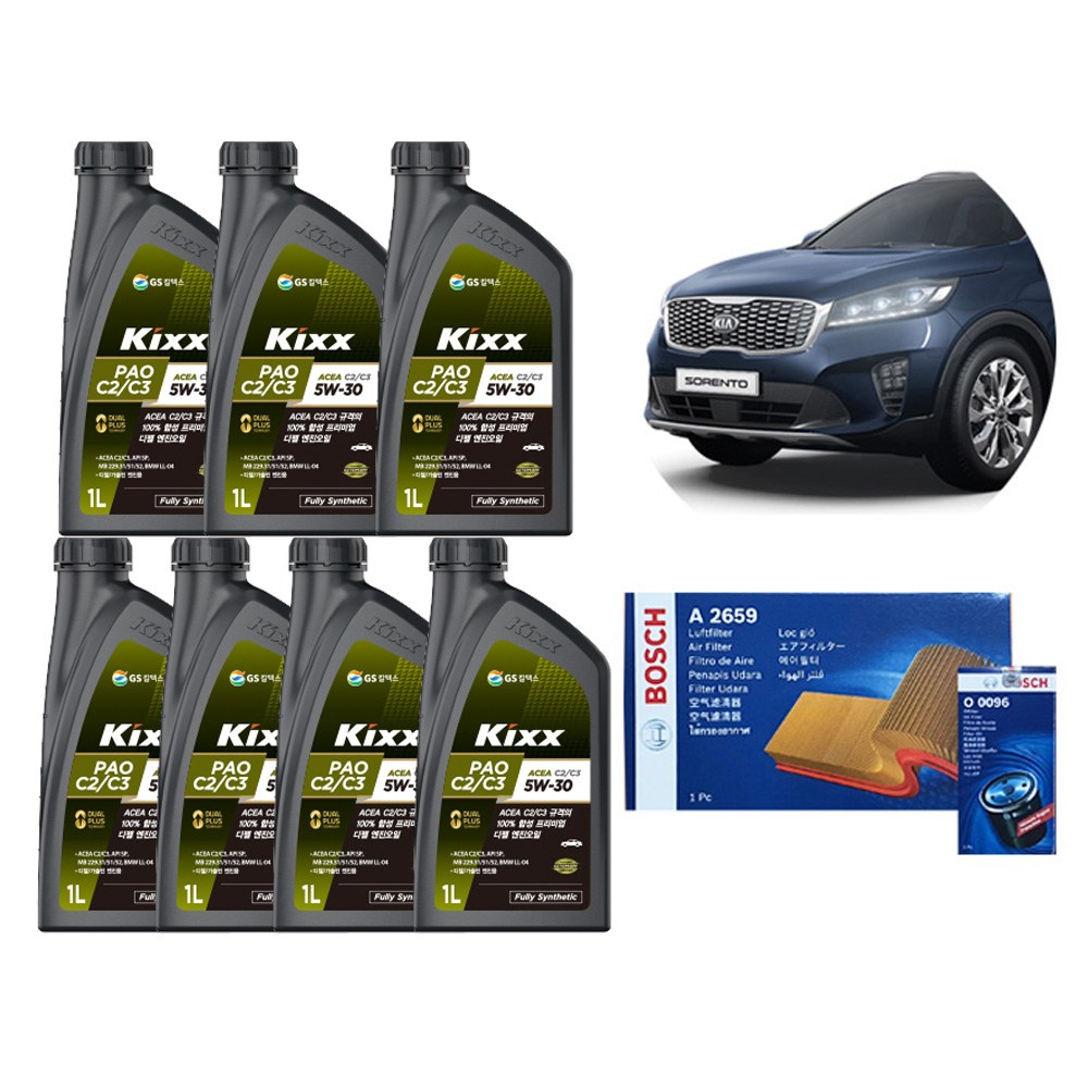 [킥스파오 KIXX PAO C2C3 5W30] 올뉴쏘렌토/더뉴쏘렌토 디젤 합성엔진오일 패키지 세트 85,000원