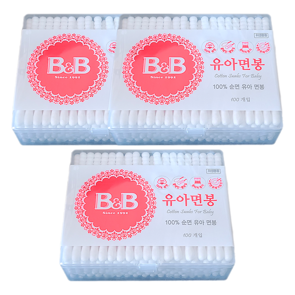B&B 100% 순면 유아 면봉 100개입, 100개입, 3개 8,710원