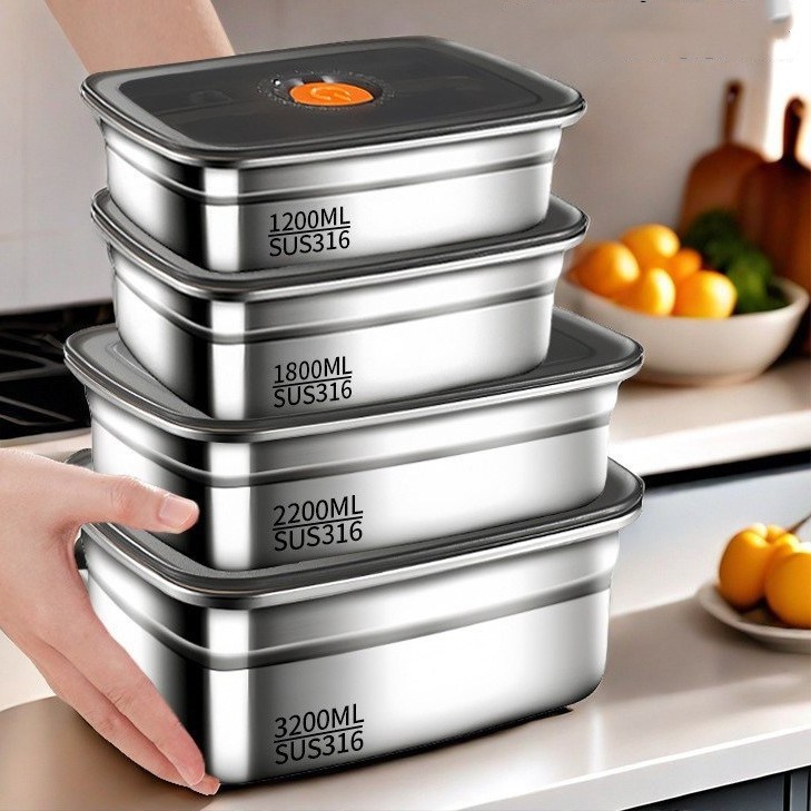 Siemzon 스텐 진공 밀폐용기 냉장 냉동 보관용 도시락통 반찬통 4종 세트 14,890원