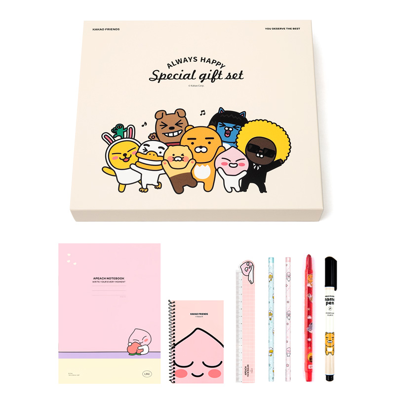 [카카오프렌즈 힘찬 문구세트3] 단체선물 선물세트 문구세트선물 초등학생 중학생 고등학생 선물 어린이날선물 구디백 학용품 문구류 신학기, 1개, 어피치세트 5,400원