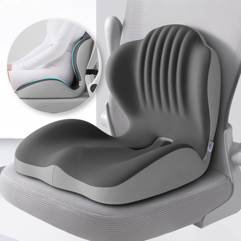 MOOZ 일체형허리방석 바른자세 허리쿠션 등받이 메모리폼 일체형허리쿠션 의자등받이, 더블그레이 42,000원