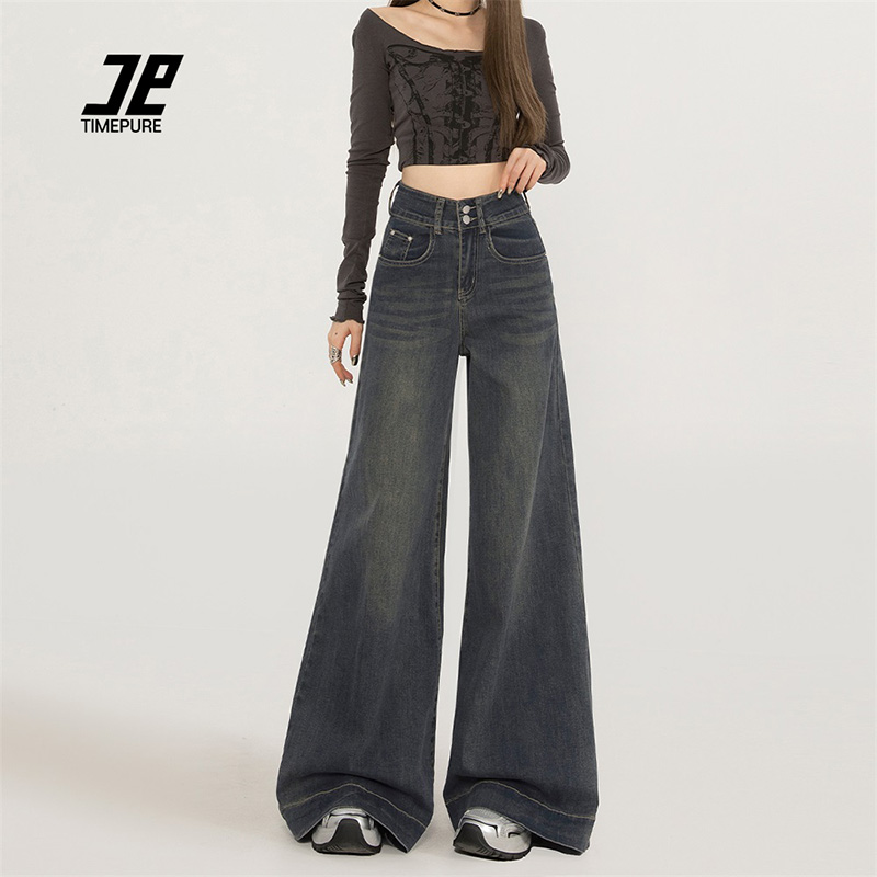 TIMEPURE 여성 빈티지 와이드 데님 팬츠 하이웨이스트 드롭핏 부츠컷 29,000원