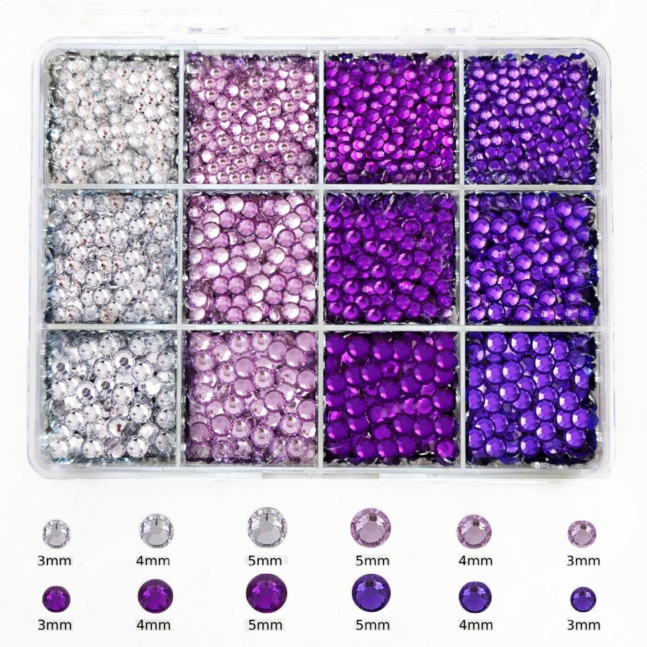 [나의셀렉] 가성비 대용량 사이즈, 컬러 믹스 네일 평스톤 파츠 12칸 세트 16,800원