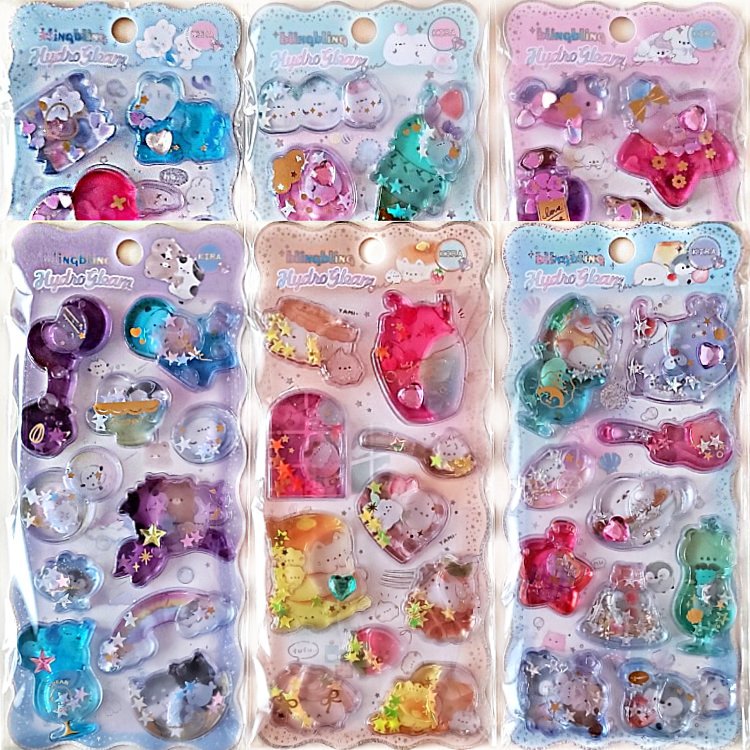 [나의셀렉] 반짝 블링 흔들 찰랑 아쿠아 입체 스티커 3개/1세트(2종) 워터 버블 액체 스팽글 보석 스노우볼 다꾸 핸꾸 15,790원