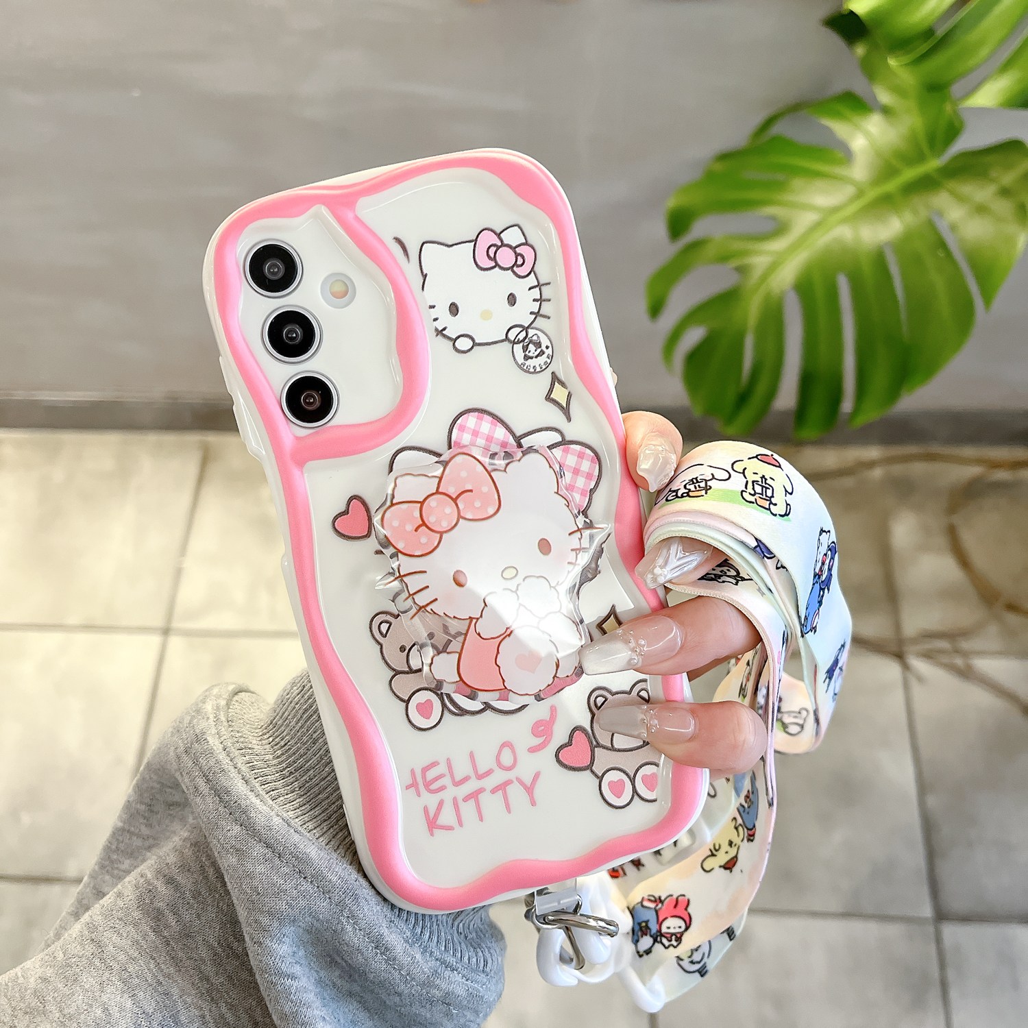 갤럭시 S20FE S21 FE S23 FE S24FE S25FE 목걸이줄 귀여운 캐릭터 그립톡 홀더 케이스 웨이브 물결 D276 13,900원