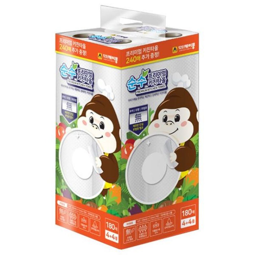 닥터케이콩 순수 프리미엄 키친타올 180매 8롤180매x8롤 롤타올 주방 위생 용품 행주 기름 요리 일회용 32,350원