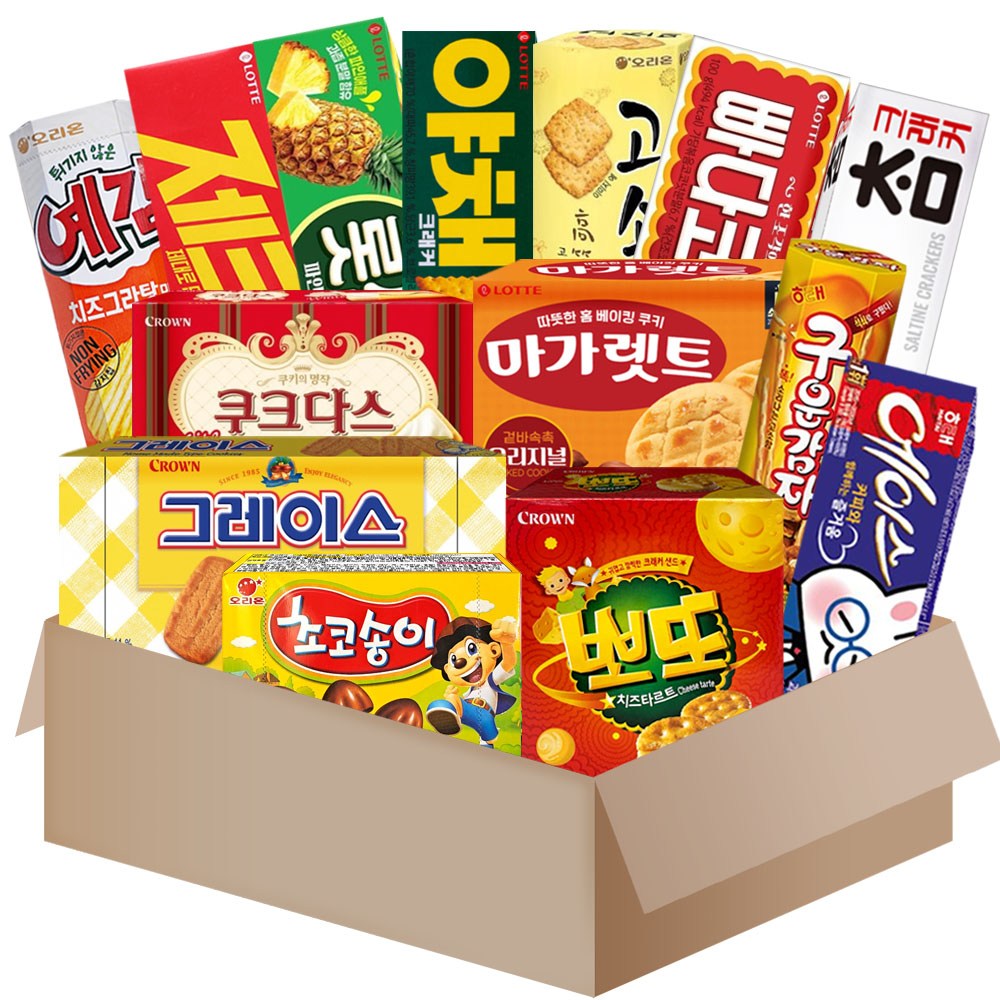 과자세트 14종(뽀또+그레이스+초코하임+화이트하임+칸초+빠다코코넛+제크+롯데샌드파인애플+고소미+예감+구운감자+사브레+에이스+빅파이), 1세트, 고소미+예감오리지날+국희샌드+그레이스+쿠크다스화이트+참크래커+빠다코코넛+야채크래커+제크+롯데샌드파인+구운감자+에이스+칸쵸+마가레트 20,900원