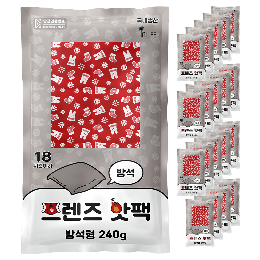 인라이프 국내 제조 방석형 프렌즈 핫팩 240g, 20개 21,150원