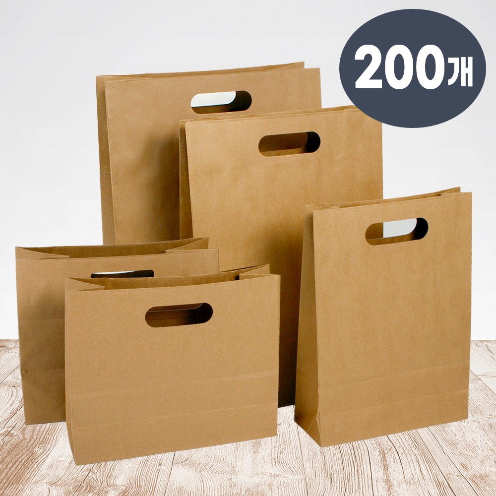 소확행몰 국산 에코 손잡이 종이가방 쇼핑백 크라프트 무지 선물포장 (200장) 118,300원