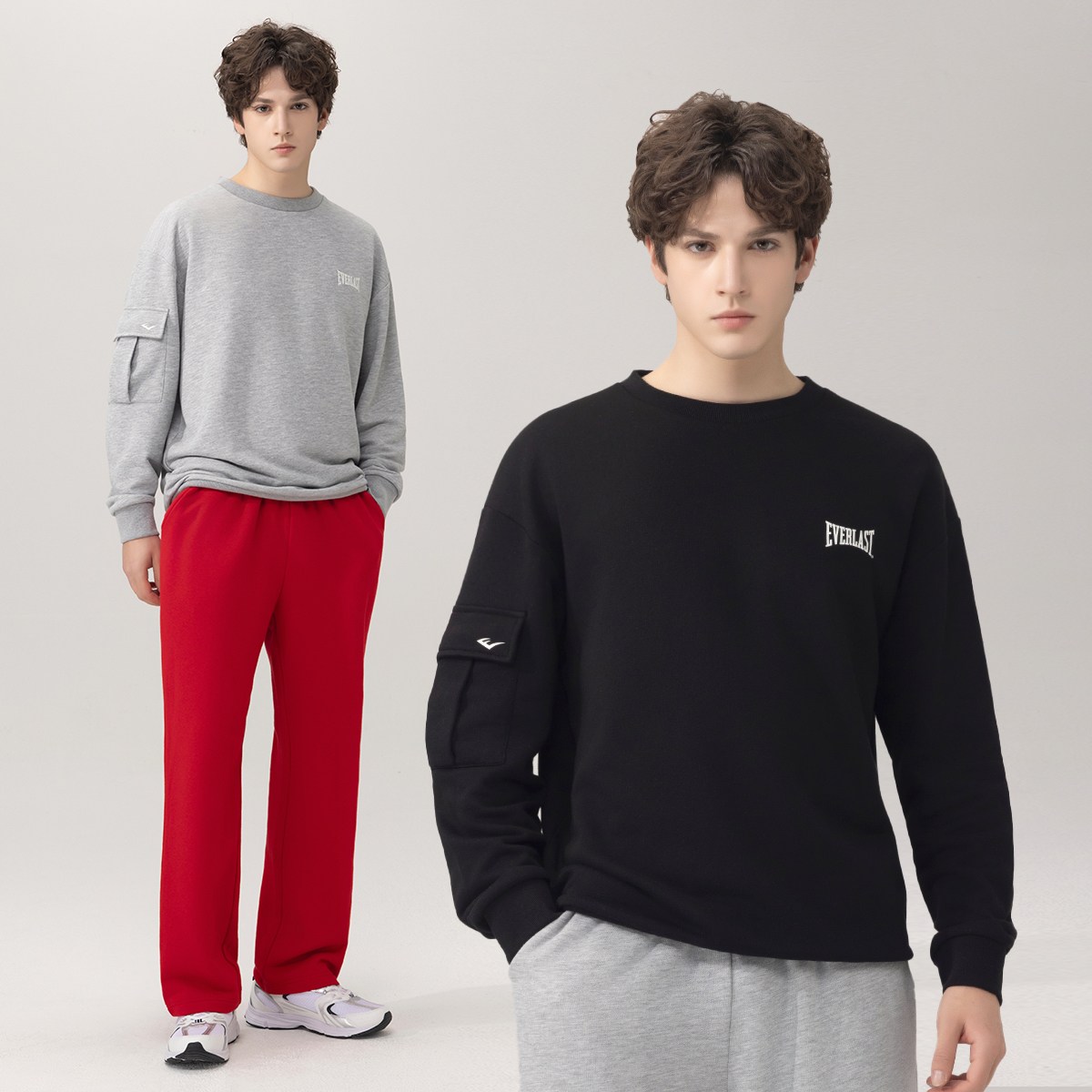 에버라스트 남자 미니쭈리 런닝복 세트 카고 맨투맨 + 일자팬츠 53,000원