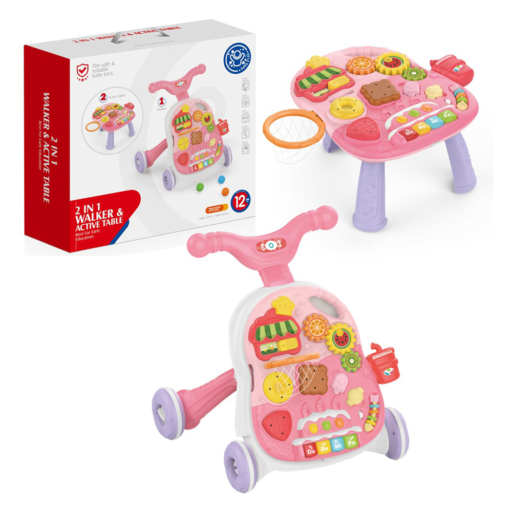 하늘썬별 2 in 1 과일 아기걸음마 러닝테이블 걸음마보조기, 핑크, 1세트 42,700원