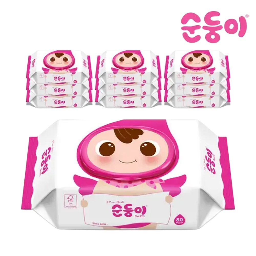 순둥이BC01/베이직 물티슈 80매 캡형 10팩 31,960원