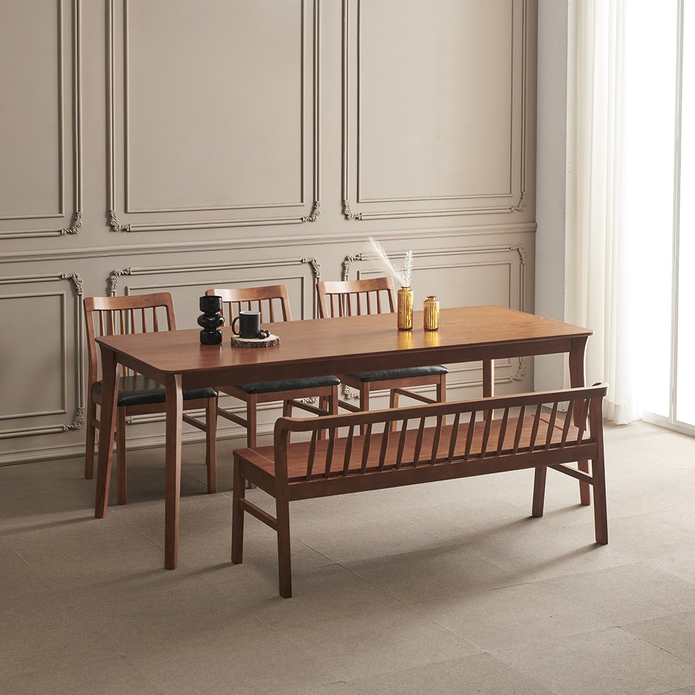 라로퍼니처 레이브 1900 고무나무 원목 6인 식탁 세트, 상세 설명 참조 469,000원