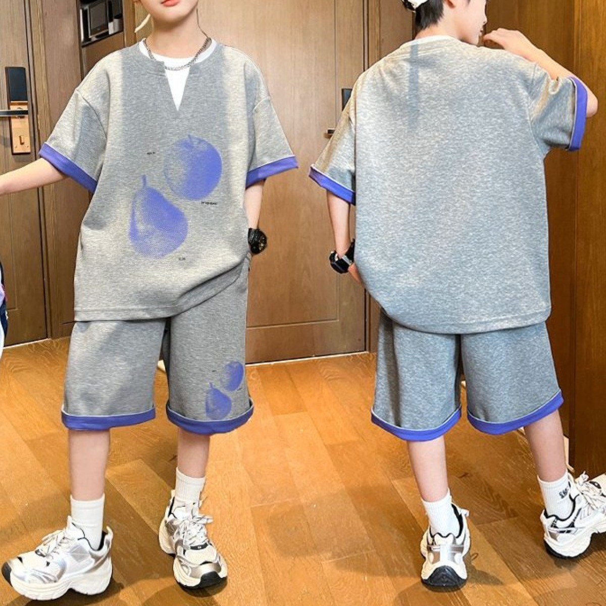 해피유통어린이 여름 프린트 반팔 티셔츠와 반바지 세트 상쾌한 캐주얼 스타일14세 이상 XG03 36,100원