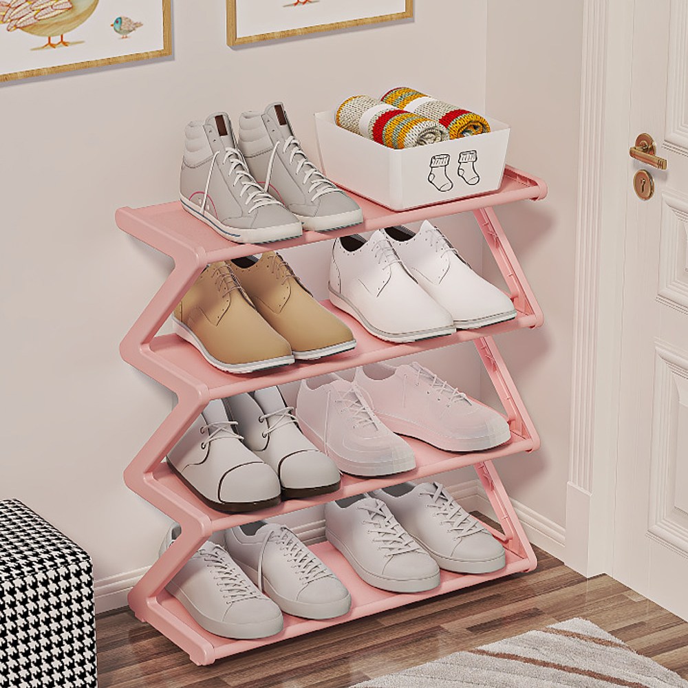 레디박스 간편조립 좁은공간 다용도 신발 실내화 정리대 대형 4단, 1개, 핑크 5,900원
