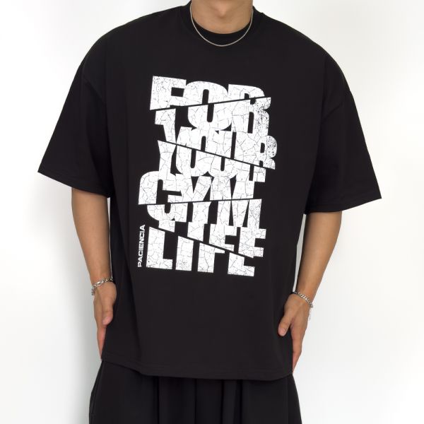 파시엔시아 Crack Mode 오버사이즈 반팔 박스티 짐웨어티셔츠 머슬핏 빅사이즈 어깨넓어보이는 헬스 운동 54,000원