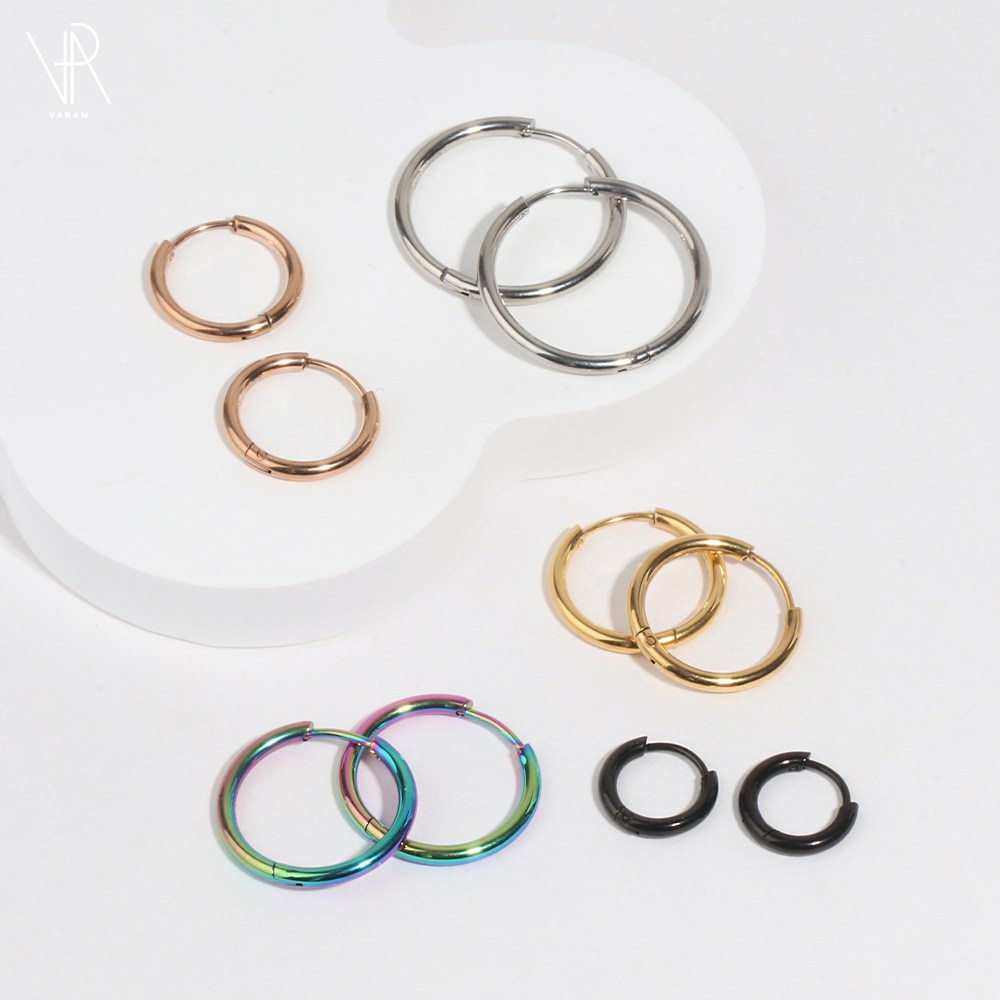 VARAM [한쌍] 써지컬316L스틸 원터치 후프 링귀걸이 12,900원