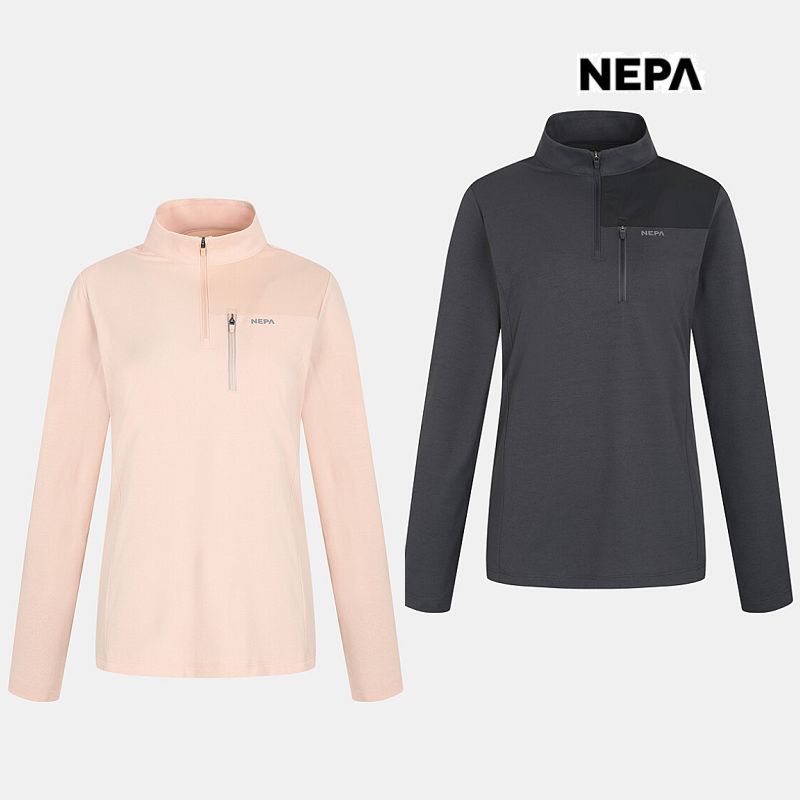 네파 NEPA 여성 간절기 가슴 포켓 주머니와 어깨 부분 우븐 패치로 은은한 포인트와 실용성을 겸비한 디자인 마운틴 포켓 집업 긴팔 등산 티셔츠 SPTS 32,700원