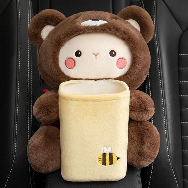 제엠씨 차량용 다용도 티슈케이스휴지통 자동차 인테리어 용품, 1개, 곰돌이, 현재가 17,550원