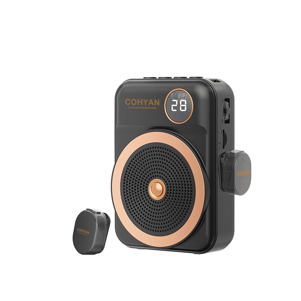 무선 라발리에 라펠 마이크 휴대용 블루투스 및 스피커, 교실, 회의, 요가를 위한 충전식 불혼 메가폰을 갖춘 교사용 음성 신호강화기(피부 톤) 101,300원