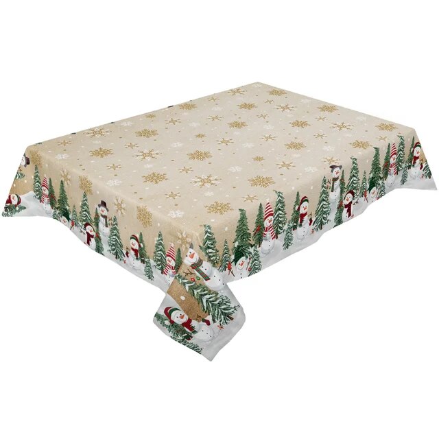 크리스마스 식탁보 홈카페 파티 테이블보 눈사람 눈송이 축제 장식 테이블 커버, 직사각형 커피 58,200원