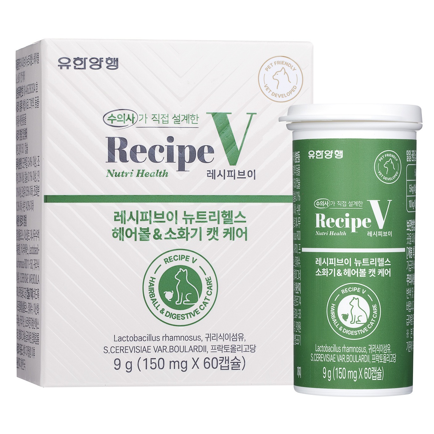 유한양행레시피브이 고양이 뉴트리헬스, 1개, 헤어볼+장건강, 60정 29,800원