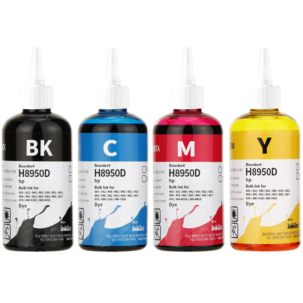 잉크테크 HP9010 HP8710 HP8610 HP8210 HP7740 삼성 J3520W J3560FW 호환 무한 리필 잉크, 4색(검정 염료 + 컬러 염료), 1세트 28,600원