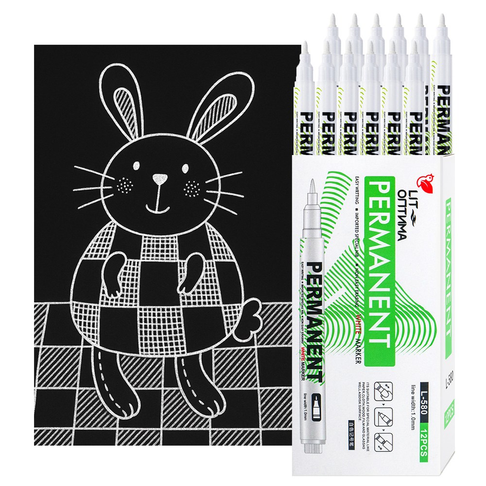 드림팩토리 화이트 마커펜 페인트펜 1mm, 12개, 1색 8,600원