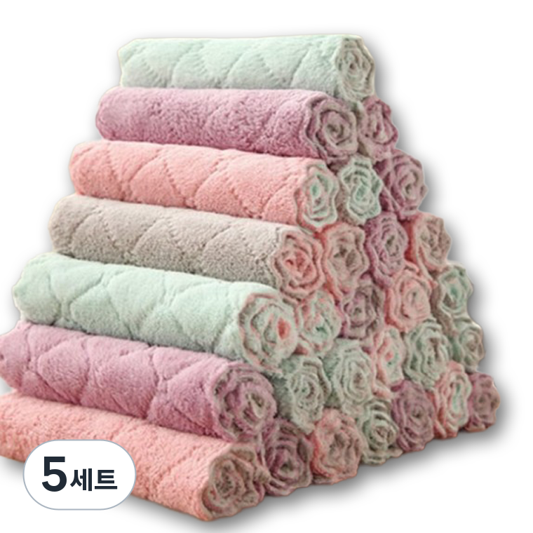 [수이비] 요술행주극세사 다용도 만능 주방 행주 타올 5개입, 그레이+핑크, 5세트 15,400원