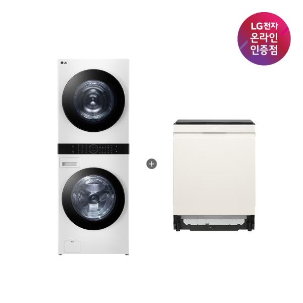 (LG전자) (세트상품) TROMM 오브제컬렉션 워시타워(24kg/21kg/릴리화이트) + DIOS 식기세척기(14인용/네이처베이지) (W21WAM+DUE6BGL1E) 3,892,250원