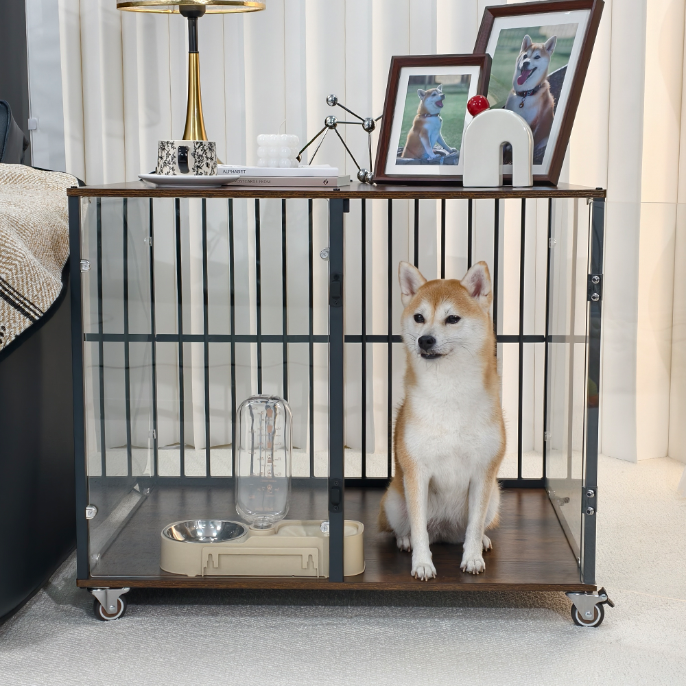 BingoPaw 반려동물 이동식 사각케이지 반투명 울타리 철장케이지 강화유리 원목케이지 108,000원