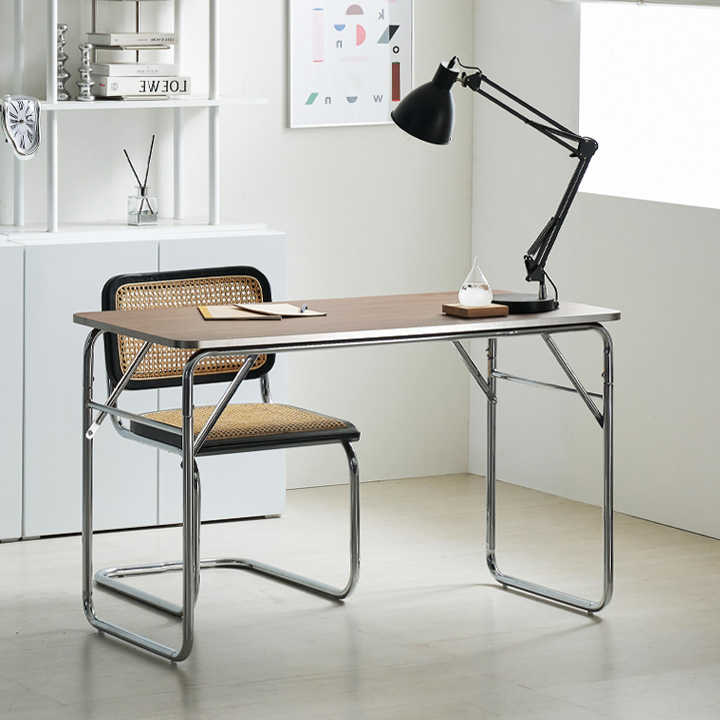 채우리 하든 800 미드센츄리 크롬 엣지 스틸 프레임 테이블 책상 식탁, 월넛 69,900원