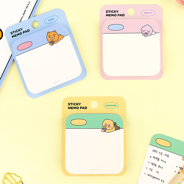 카카오프렌즈 카카오 라운드 점착 메모지 어피치 라이언 춘식이 3종 선택 학용품 문구 사무용품 2,900원