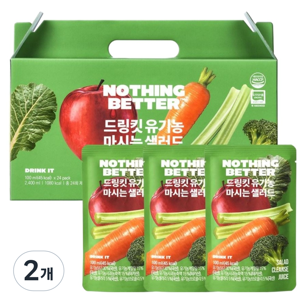 낫띵베럴 드링킷 유기농 마시는 샐러드 24p, 2개, 2.4L 65,800원
