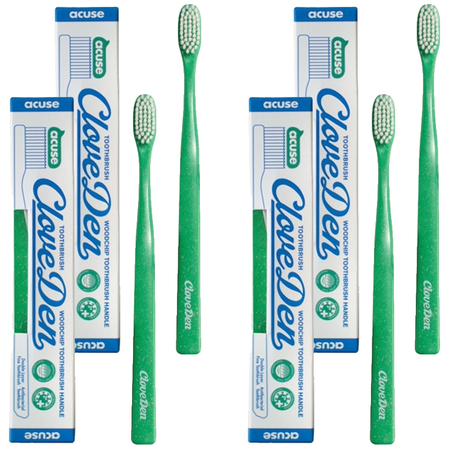 클로브덴 업사이클링 우드칩 칫솔 그린 소프트타입, 1개입, 4개 33,500원