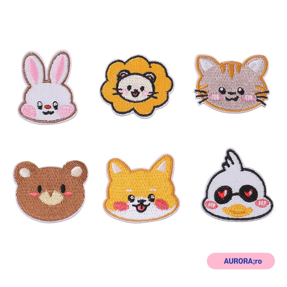오로라로 열접착식 와펜 옷 자수 패치 동물시리즈, 1개, 동물얼굴 6종 12,500원