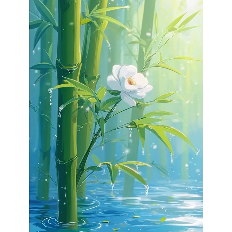 뉴타임즈 보석 자수 캔버스 타입 40X50cm 액자 포함 다이아몬드 그림 홈 인테리어 수공예 애호가 풍경화 동식물 특별한 선물, 1개, 대나무 위의 꽃 00408 19,000원