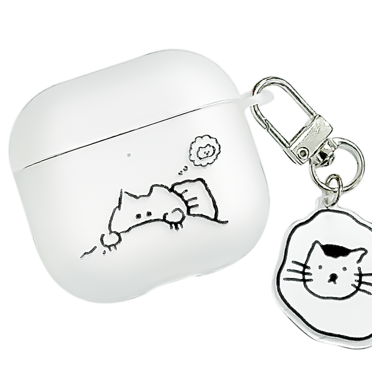 링고룸 에어팟 케이스 띵크캣 고양이 키링 세트 + 클리너 증정, 1개, 반투명 매트, 에어팟 4세대 6,900원