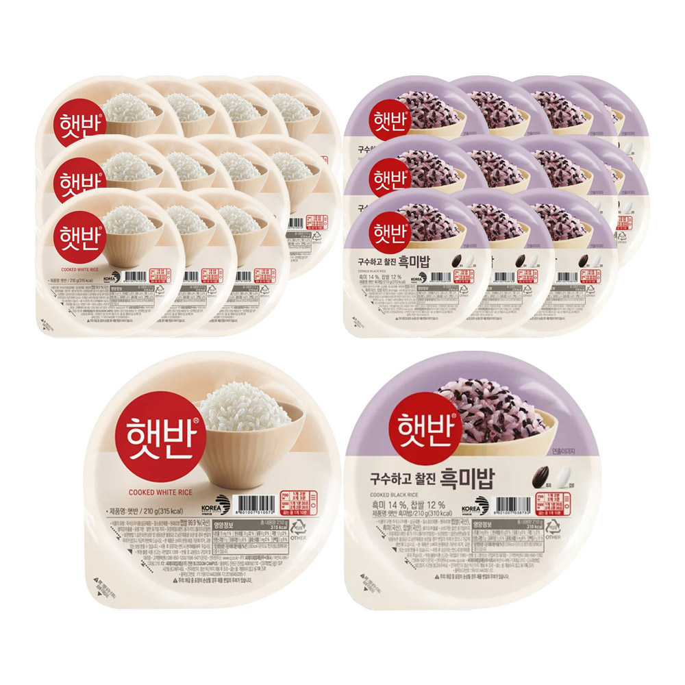 CJ 햇반 210g 혼합 24개 (백미밥+흑미밥 각 12개), 1박스, 5.04kg 33,240원