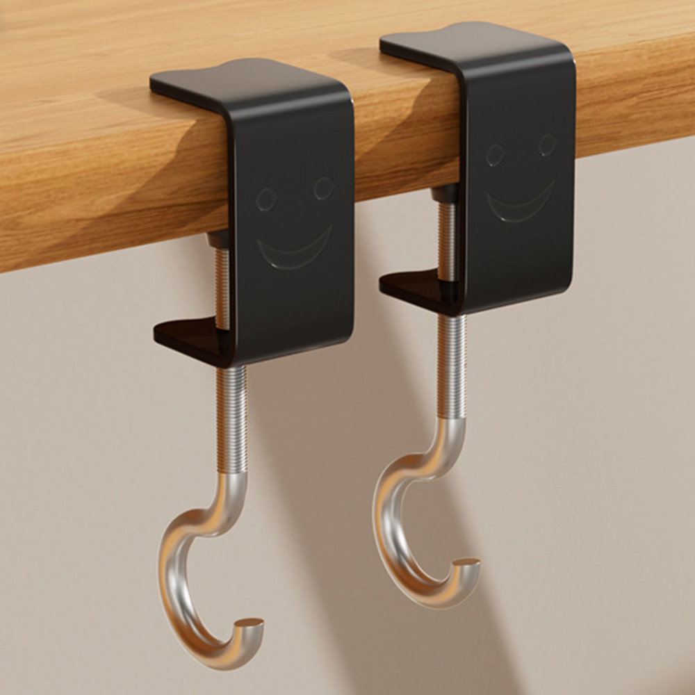 메이크마인 스마일 휴대용 다용도 무타공 책상 가방걸이, 2개, 블랙 8,460원