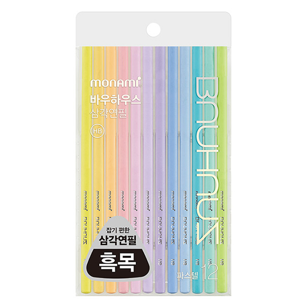 모나미 바우하우스 삼각연필 파스텔 HB B 2B 3,400원