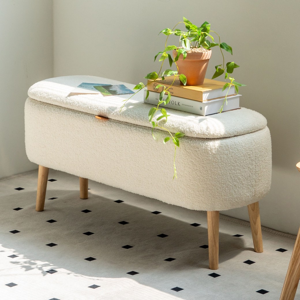 인블루 루니 화장대 수납 스툴 부클레 다쿠아즈의자, 화이트, 1개 101,000원