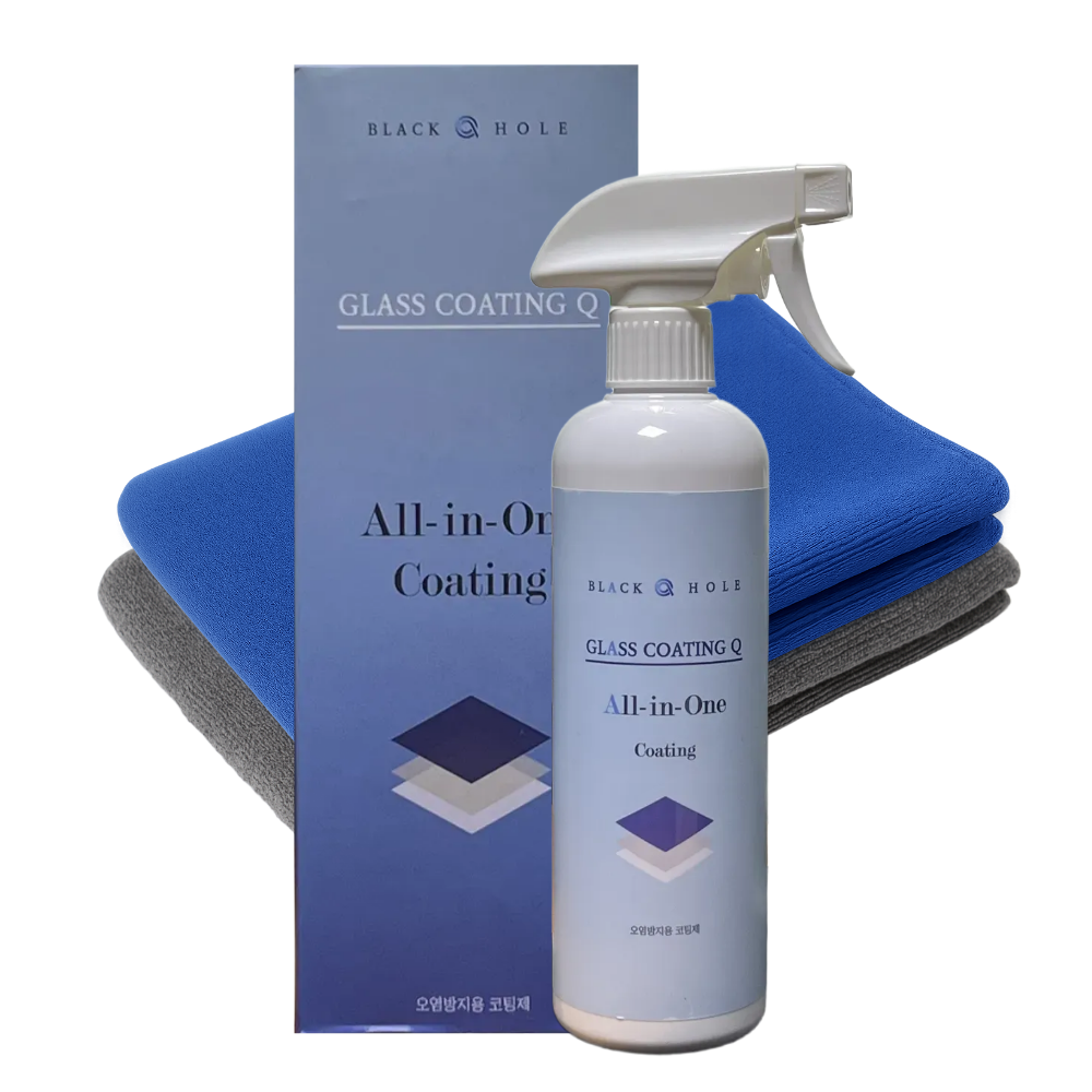 블랙홀 글라스 코팅큐 500ml 초극세사 타월 2장 유리막 발수코팅제 물때 세정, 500ml, 1개 19,900원