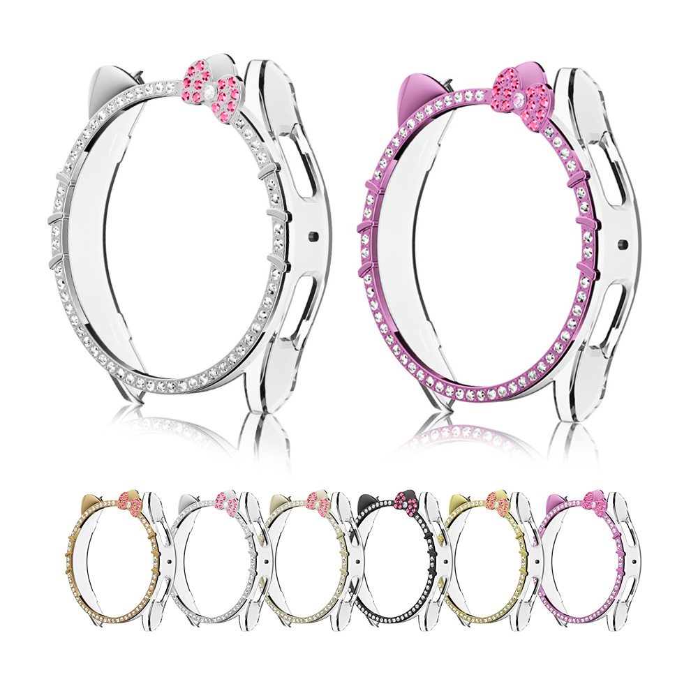 오르몽트 갤럭시워치 큐티 다이아 하프커버 40mm 44mm 호환 고양이 큐빅 케이스 보호커버 보호케이스 초경량, 골드, 1개 9,900원