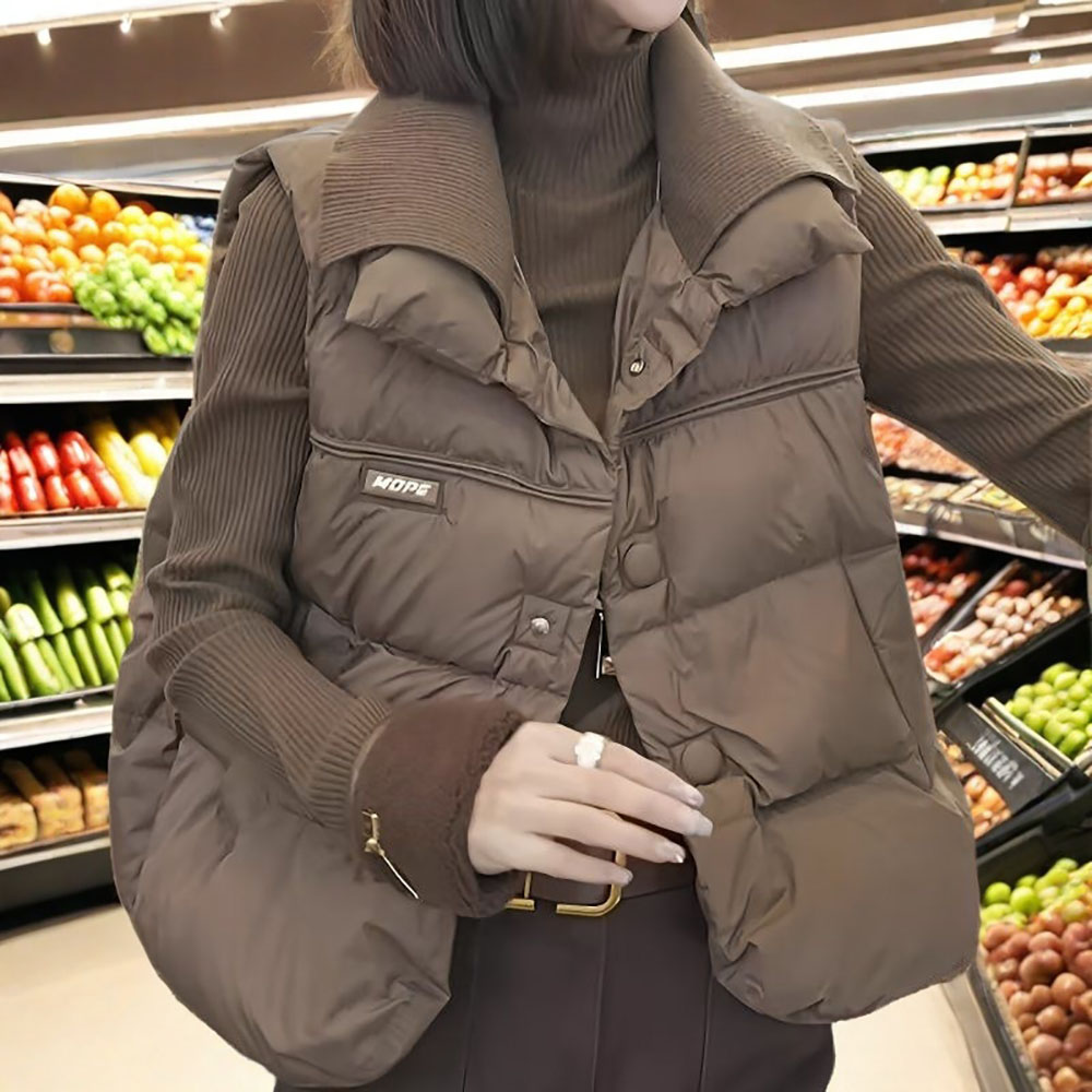 지고다그 빅사이즈 여성 하이넥 패딩조끼 가을 겨울 신상 루즈핏 무소매 아우터 SX71152 22,800원