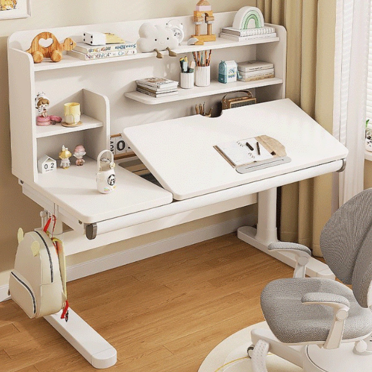 라바체 오래쓰는 책상 높이조절책상 학생 책상 세트 각도조절 모션책상, 우드 책장(2단) 331,270원